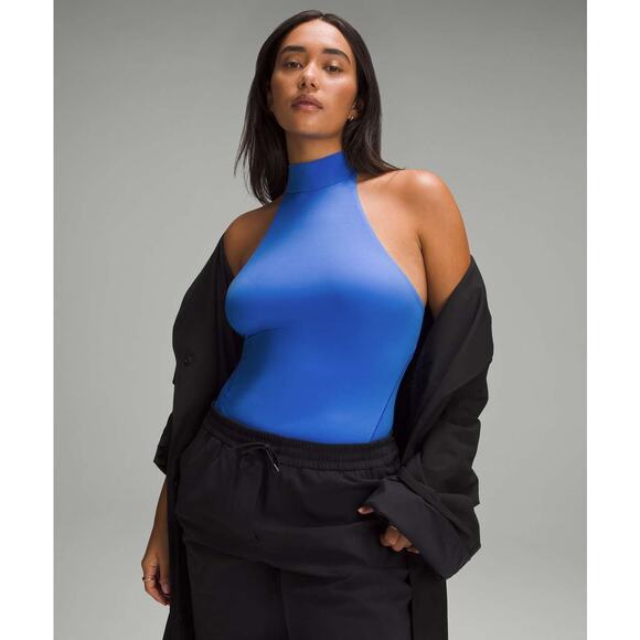 Lululemon Wundermost Ultra-Soft Nulu‎ Mockneck Sleeveless Bodysuit Blue - Picture 1 of 7